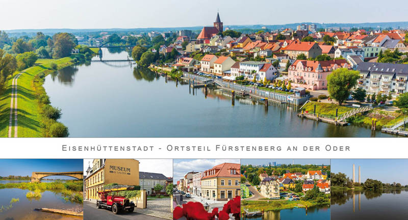 Ortsteil Fürstenberg (Oder) mit Blick auf den Oder-Spree-Kanal und der Nikolaikirche